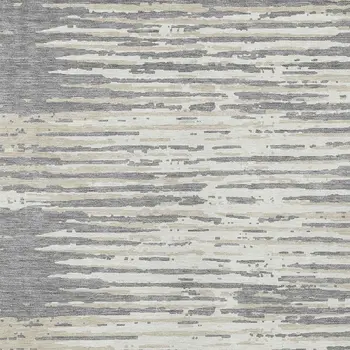 9' X 12' Gray And Ivory Striped Washable Indoor Outdoor Area Rug