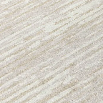 8' Ivory And Beige Round Striped Washable Indoor Outdoor Area Rug