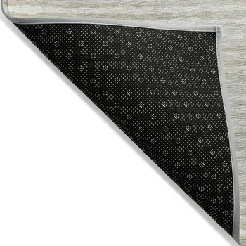 10' X 14' Ivory And Beige Striped Washable Indoor Outdoor Area Rug