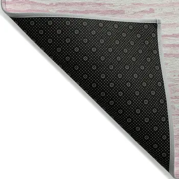 5' X 8' Pink And Gray Striped Washable Indoor Outdoor Area Rug