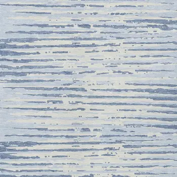 3' X 5' Sky Blue And Ivory Striped Washable Indoor Outdoor Area Rug
