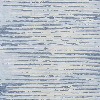 9' X 12' Sky Blue And Ivory Striped Washable Indoor Outdoor Area Rug