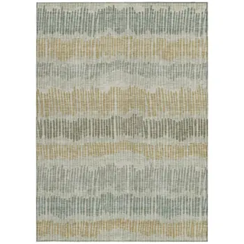 5' X 8' Beige Brown And Gray Striped Washable Indoor Outdoor Area Rug