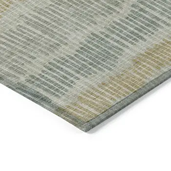 9' X 12' Beige Brown And Gray Striped Washable Indoor Outdoor Area Rug