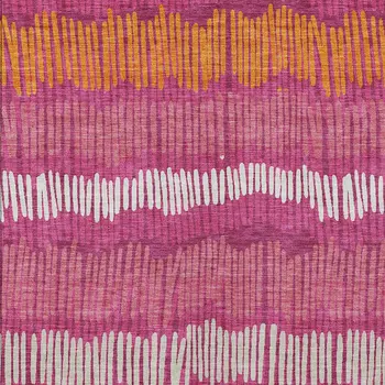 3' X 5' Blush Ivory And Brown Striped Washable Indoor Outdoor Area Rug