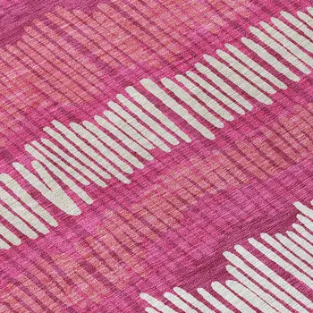 10' X 14' Blush Ivory And Brown Striped Washable Indoor Outdoor Area Rug