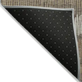 10' X 14' Brown And Dark Green Striped Washable Indoor Outdoor Area Rug