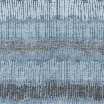 9' X 12' Blue Black And Gray Striped Washable Indoor Outdoor Area Rug