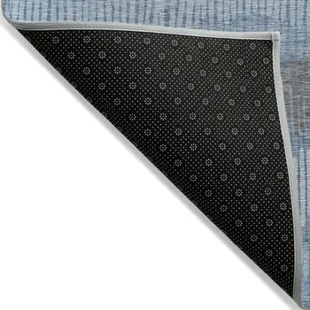 10' X 14' Blue Black And Gray Striped Washable Indoor Outdoor Area Rug