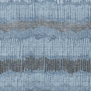 10' X 14' Blue Black And Gray Striped Washable Indoor Outdoor Area Rug