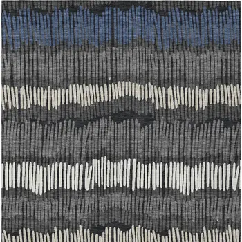 3' X 5' Charcoal Blue And Ivory Striped Washable Indoor Outdoor Area Rug