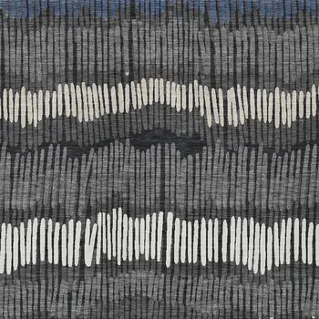 8' X 10' Charcoal Blue And Ivory Striped Washable Indoor Outdoor Area Rug