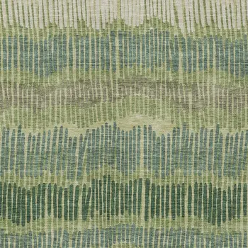 5' X 8' Green Gray And Ivory Striped Washable Indoor Outdoor Area Rug