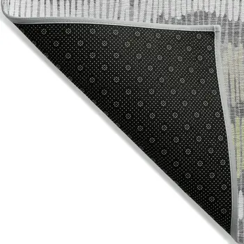 9' X 12' Gray Light Green And Ivory Striped Washable Indoor Outdoor Area Rug