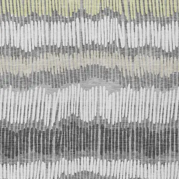 9' X 12' Gray Light Green And Ivory Striped Washable Indoor Outdoor Area Rug