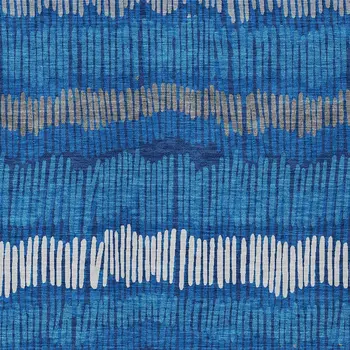 9' X 12' Navy Blue Gray And Ivory Striped Washable Indoor Outdoor Area Rug