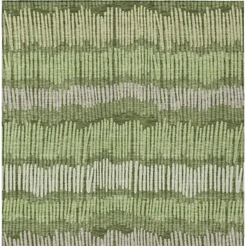 5' X 8' Olive Green And Gray Striped Washable Indoor Outdoor Area Rug