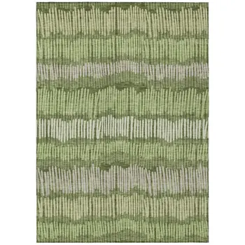 5' X 8' Olive Green And Gray Striped Washable Indoor Outdoor Area Rug
