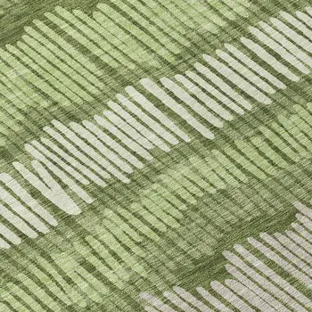 8' Olive Green And Gray Round Striped Washable Indoor Outdoor Area Rug