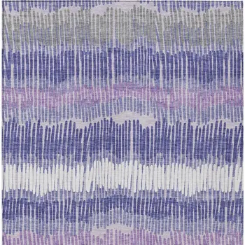 5' X 8' Purple And Gray Striped Washable Indoor Outdoor Area Rug
