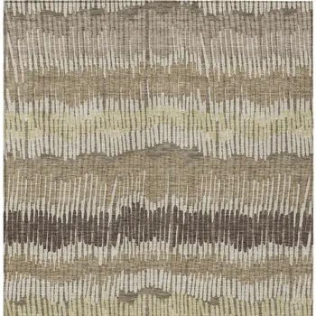3' X 5' Taupe Brown And Beige Striped Washable Indoor Outdoor Area Rug