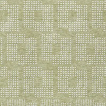 3' X 5' Artichoke Green And Ivory Geometric Washable Indoor Outdoor Area Rug
