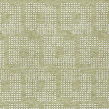 5' X 8' Artichoke Green And Ivory Geometric Washable Indoor Outdoor Area Rug