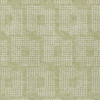 8' X 10' Artichoke Green And Ivory Geometric Washable Indoor Outdoor Area Rug