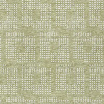 9' X 12' Artichoke Green And Ivory Geometric Washable Indoor Outdoor Area Rug