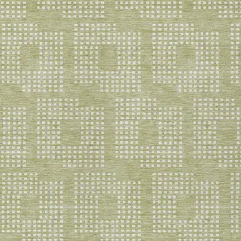 10' X 14' Artichoke Green And Ivory Geometric Washable Indoor Outdoor Area Rug