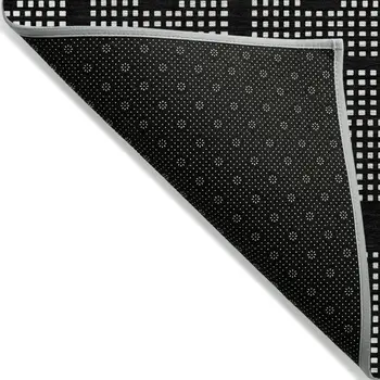 5' X 8' Black And Ivory Geometric Washable Indoor Outdoor Area Rug