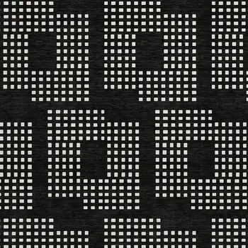 8' Black And Ivory Round Geometric Washable Indoor Outdoor Area Rug