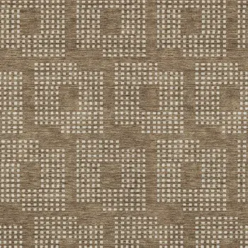 9' X 12' Brown And Ivory Geometric Washable Indoor Outdoor Area Rug
