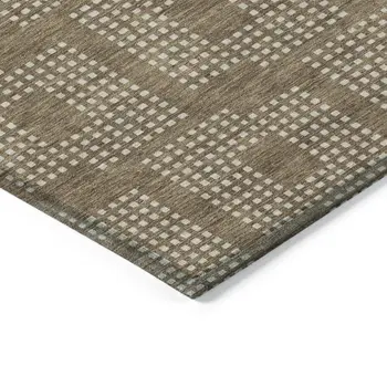 10' X 14' Brown And Ivory Geometric Washable Indoor Outdoor Area Rug