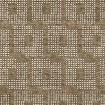 10' X 14' Brown And Ivory Geometric Washable Indoor Outdoor Area Rug
