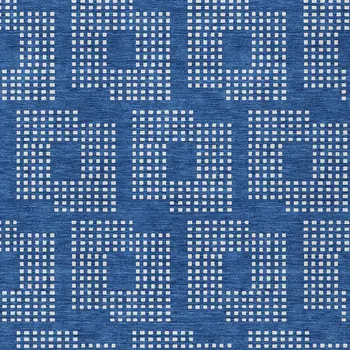 3' X 5' Blue And Ivory Geometric Washable Indoor Outdoor Area Rug