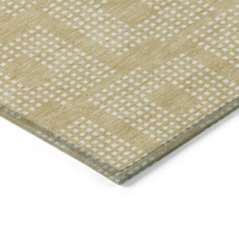 9' X 12' Gold And Ivory Geometric Washable Indoor Outdoor Area Rug