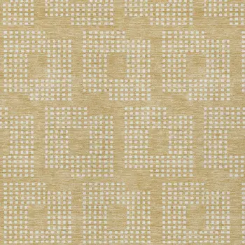 9' X 12' Gold And Ivory Geometric Washable Indoor Outdoor Area Rug