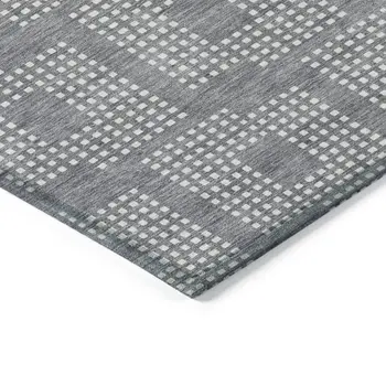 8' X 10' Gray And Ivory Geometric Washable Indoor Outdoor Area Rug