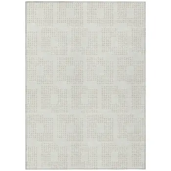 5' X 8' Ivory And Beige Geometric Washable Indoor Outdoor Area Rug