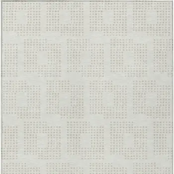 10' X 14' Ivory And Beige Geometric Washable Indoor Outdoor Area Rug