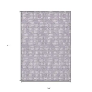 3' X 5' Lavender And Ivory Geometric Washable Indoor Outdoor Area Rug