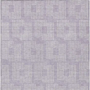 5' X 8' Lavender And Ivory Geometric Washable Indoor Outdoor Area Rug