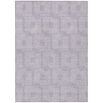 9' X 12' Lavender And Ivory Geometric Washable Indoor Outdoor Area Rug