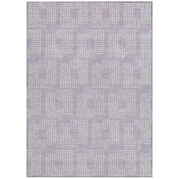 9' X 12' Lavender And Ivory Geometric Washable Indoor Outdoor Area Rug