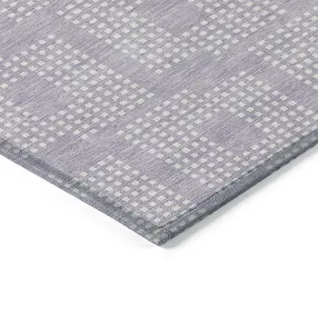 10' X 14' Lavender And Ivory Geometric Washable Indoor Outdoor Area Rug