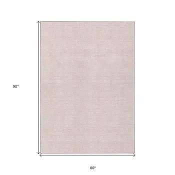 5' X 8' Pink And Ivory Geometric Washable Indoor Outdoor Area Rug