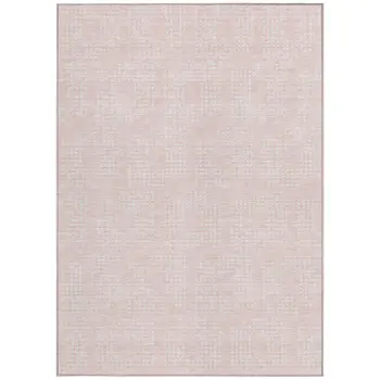 5' X 8' Pink And Ivory Geometric Washable Indoor Outdoor Area Rug
