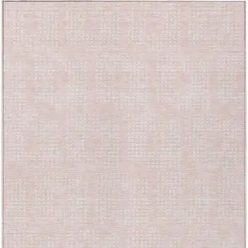 9' X 12' Pink And Ivory Geometric Washable Indoor Outdoor Area Rug