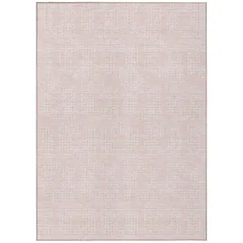 9' X 12' Pink And Ivory Geometric Washable Indoor Outdoor Area Rug